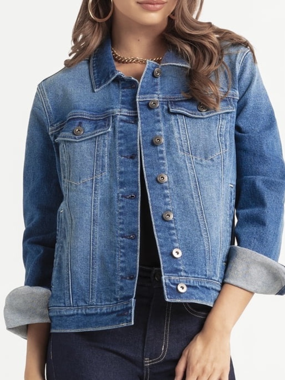 Jessica Simpson Women's 1X Blue Denim Jacket - Classic Trucker